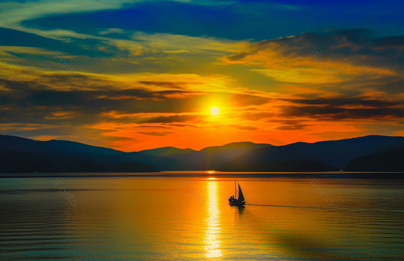 云南洱海夕阳晚霞绝美景色户外美景摄影,高清,摄影图,摄影图片,图片大全,摄影图免费下载